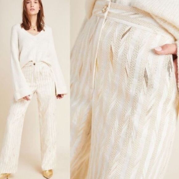 Porridge Kelyn Striped Metallic Wide Leg Trousers - Picture 1 of 4
